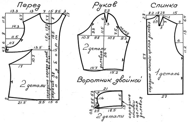 Построение выкройки женской рубашки с рукавом Выкройка блузки с длинными рукавами