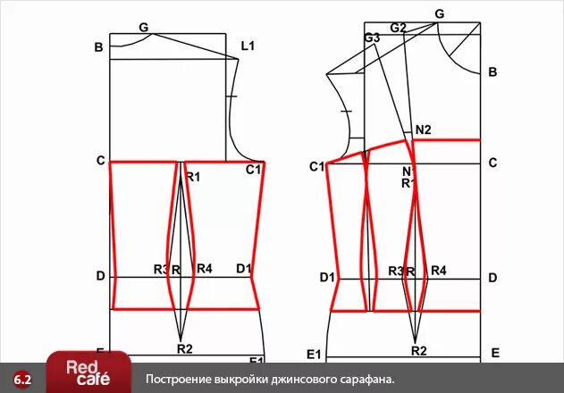 Построить базовую женскую выкройку Моделирование выкройки джинсового женского сарафана