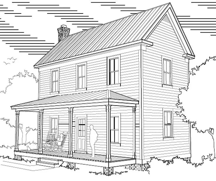 Построить чертеж дома Virginia Farmhouse Plans 16' x 32" Two Story House Plans House plans farmhouse, 