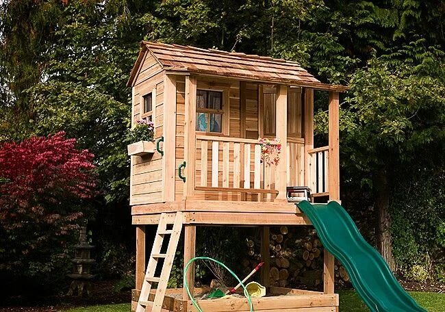 Построить детский домик на даче своими руками Little Cedar Sandbox Playhouse - 6'x6' - Outdoor Living Today Play houses, Build