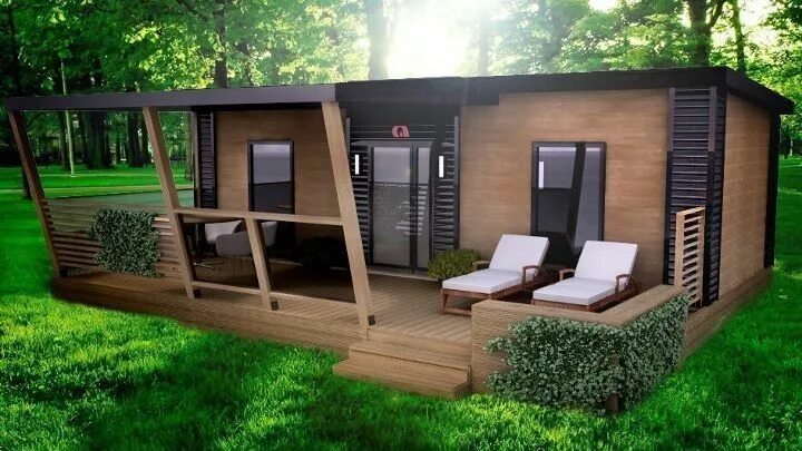 Построить дом на участке фото Маленький дачный домик из бытовки Tiny house design, Cottage house plans, Small 