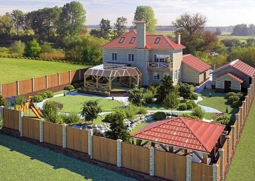 Построить дом на участке фото Картинки из тем Village house design, House designs exterior, Landscape design p