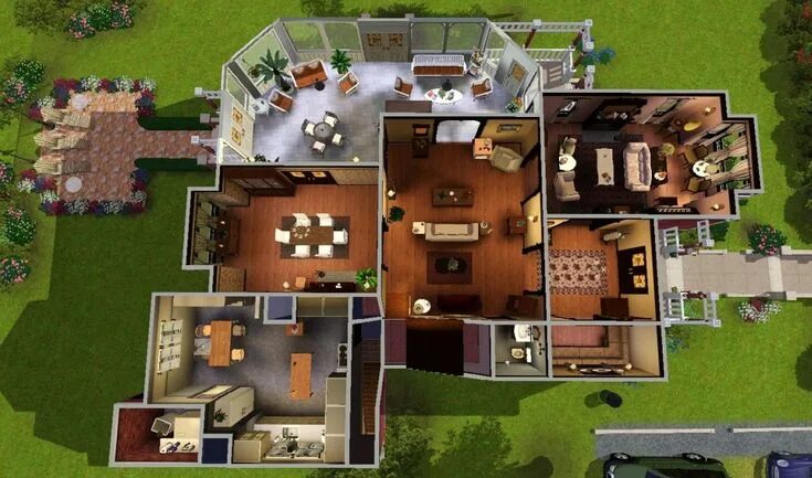 Построить дом планировка фото Mod The Sims - Halliwell Manor Plan maison, Maison sims, Maison moderne