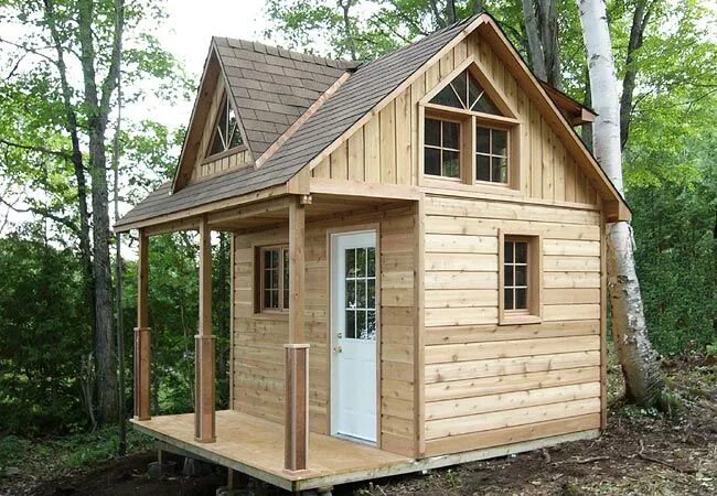 Построить дом своими руками дача Small cabin with loft. This one is a kit. Small cabin, Tiny house cabin, Tiny ca