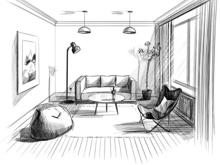 Построить интерьер комнаты Pin on Interior SKETCH Olga Kaminskaya Interior design renderings, Interior arch