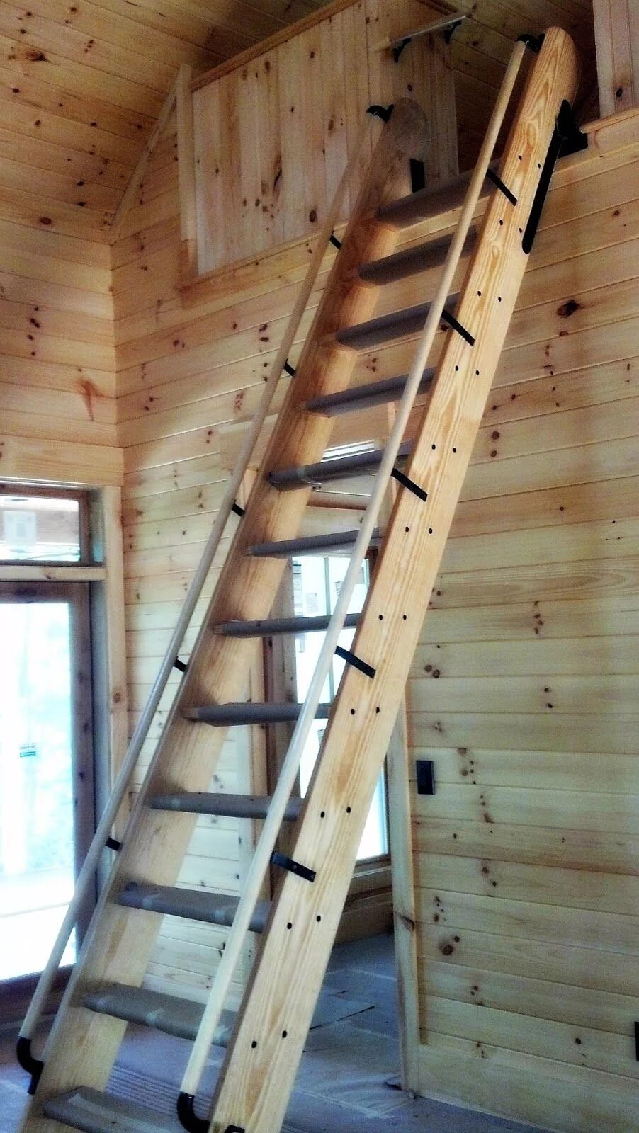 Построить лестницу на даче своими руками Gralin Associates Inc.: Retracting Ship's Ladder Loft stairs, Tiny house stairs,