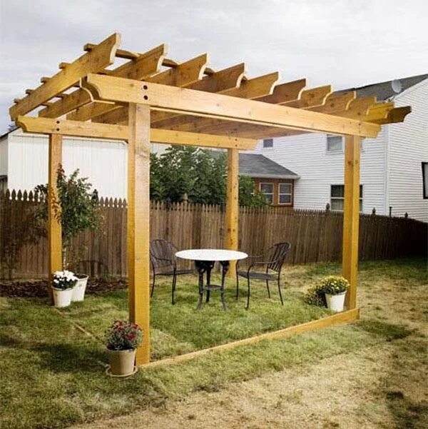 Построить навес на даче своими руками Construcción de una pérgola de madera, paso a paso. Pergolas de madera, Techo de