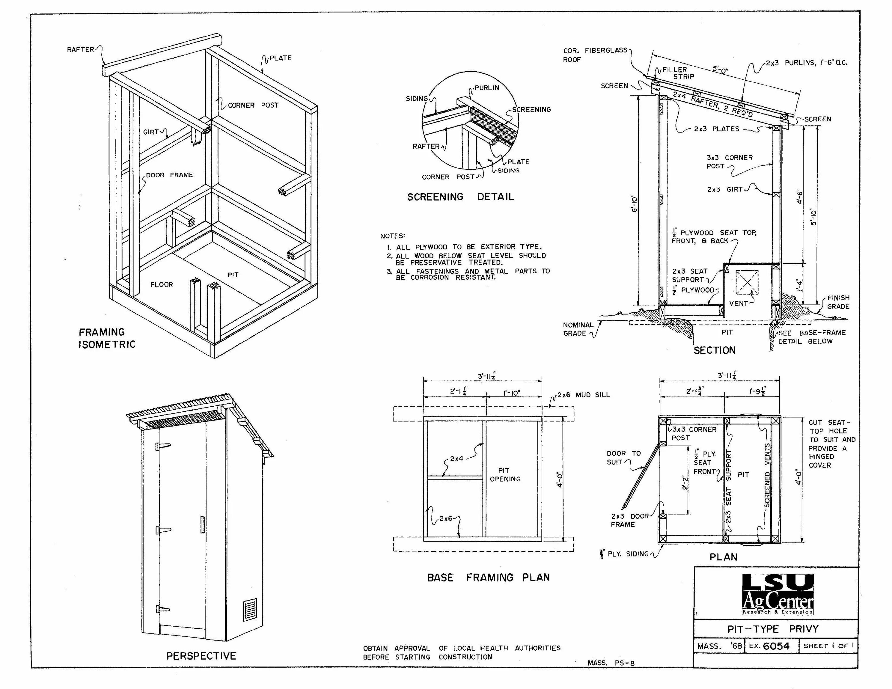 Построить туалет размеры фото чертеж Pit-Type Privy Outhouse plans, How to plan, Free shed plans