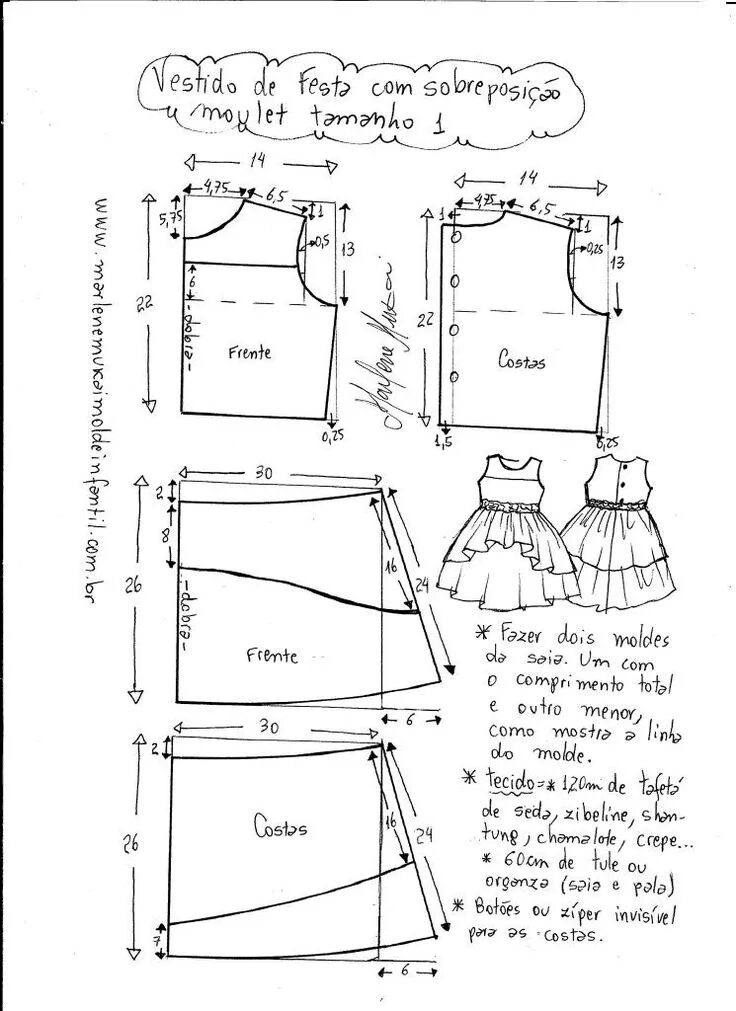 Построить выкройки детского платья Pinterest Узоры детских платьев, Выкройки, Детские узоры