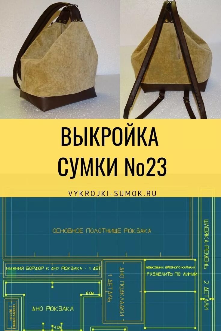 Построить выкройку и сшить сумку рюкзак Выкройка сумки-рюкзака № 23 Sewing bag, Fabric sewing patterns, Wheelchair bags