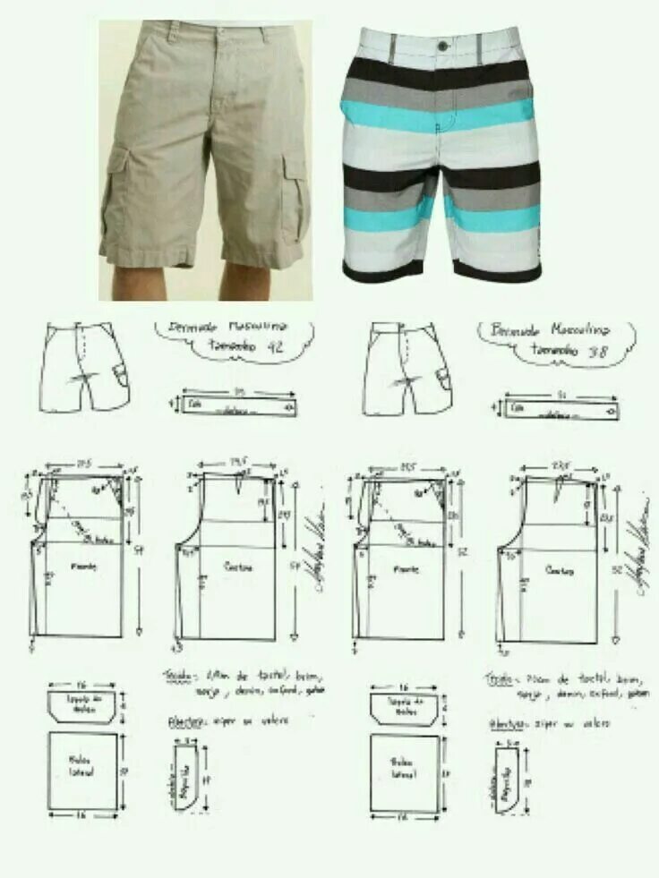 Построить выкройку мужских шорт Pin on the Shorts pattern sewing, Sewing shorts, Pants pattern