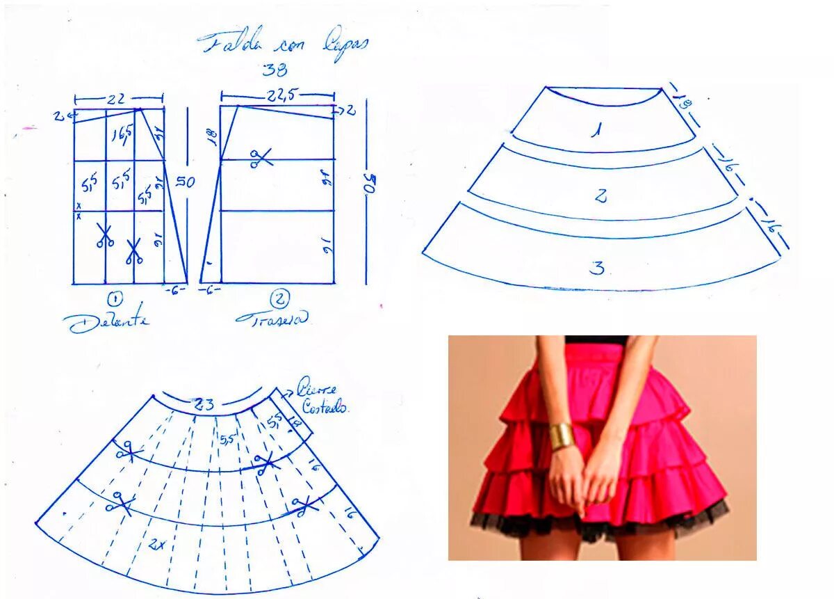 Построить выкройку юбки для девочки Faldas juveniles en capas patrones Clothing patterns, Pleated skirt diy, Skirt p