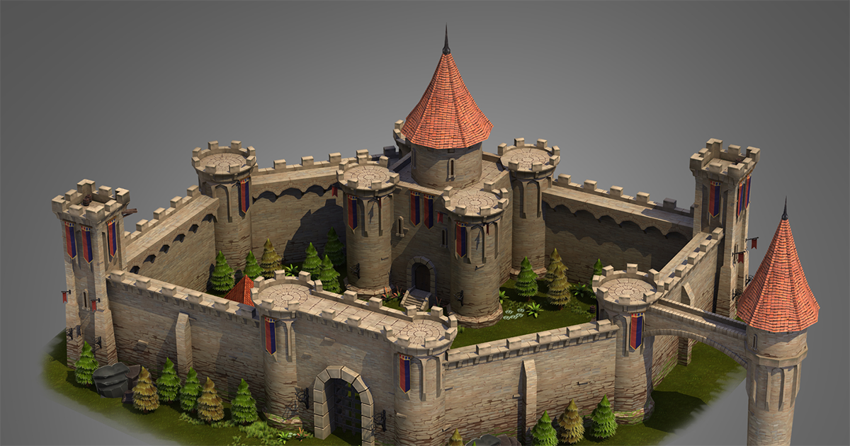 Построить замок фото Top-Down Medieval Castle 3D Fantasy Unity Asset Store