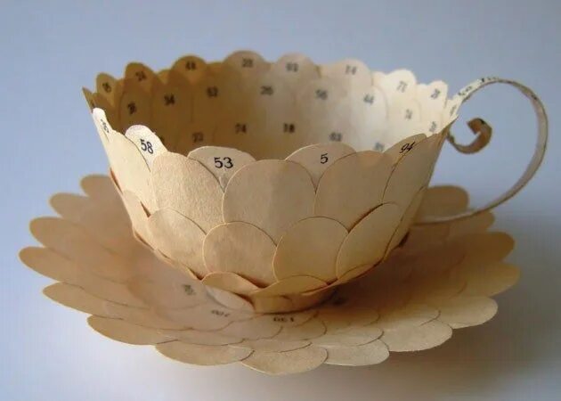 Посуда своими руками в домашних условиях Artist Creates Paper Cups and Saucers out of Old Books Paper tea cups, Tea cups,