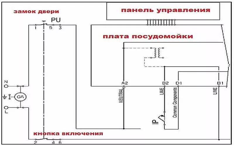 Посудомоечная машина схема электрическая принципиальная Неисправности посудомоечных машин и их устранение