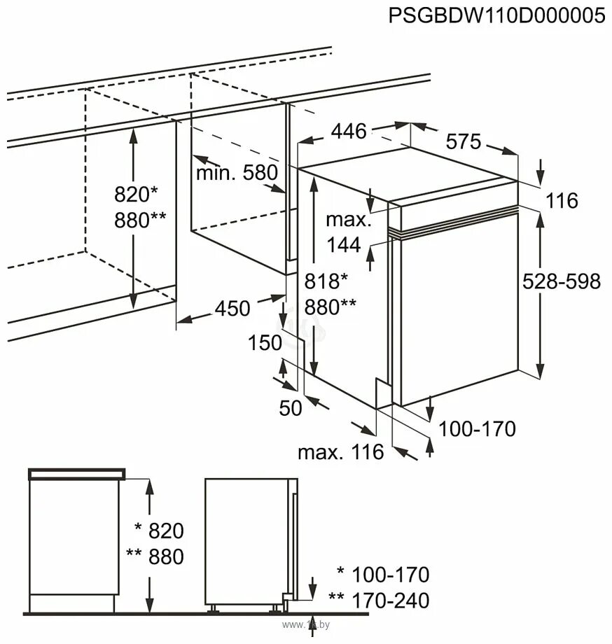Посудомоечная машина встраиваемая схема установки Electrolux ESI 5545 LOX посудомоечная машина купить в Минске, цены