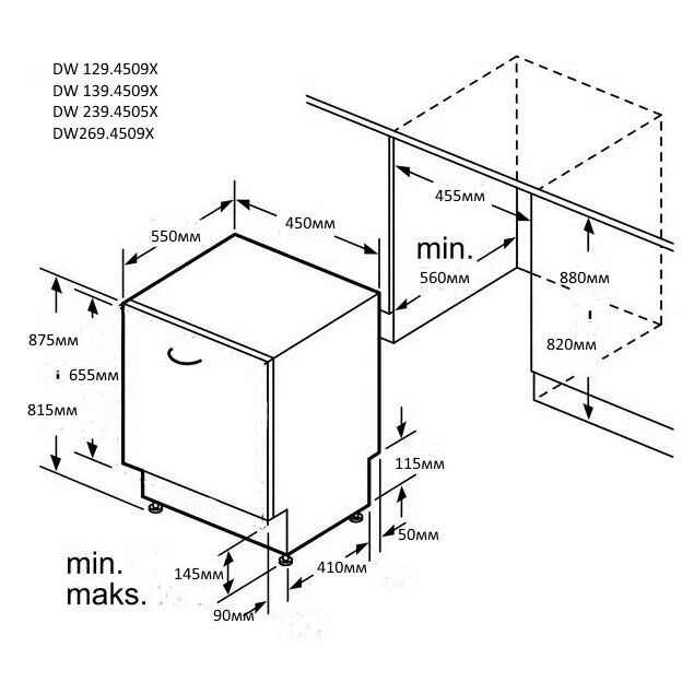 Посудомойка установка схема Встраиваемая посудомоечная машина Zigmund & Shtain DW 129.4509 X - купить с дост