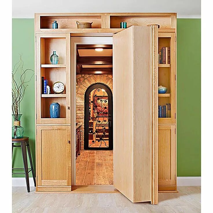 Потайные двери фото Hidden-door Bookcase Hidden door bookcase, Bookcase woodworking plans, Bookcase 