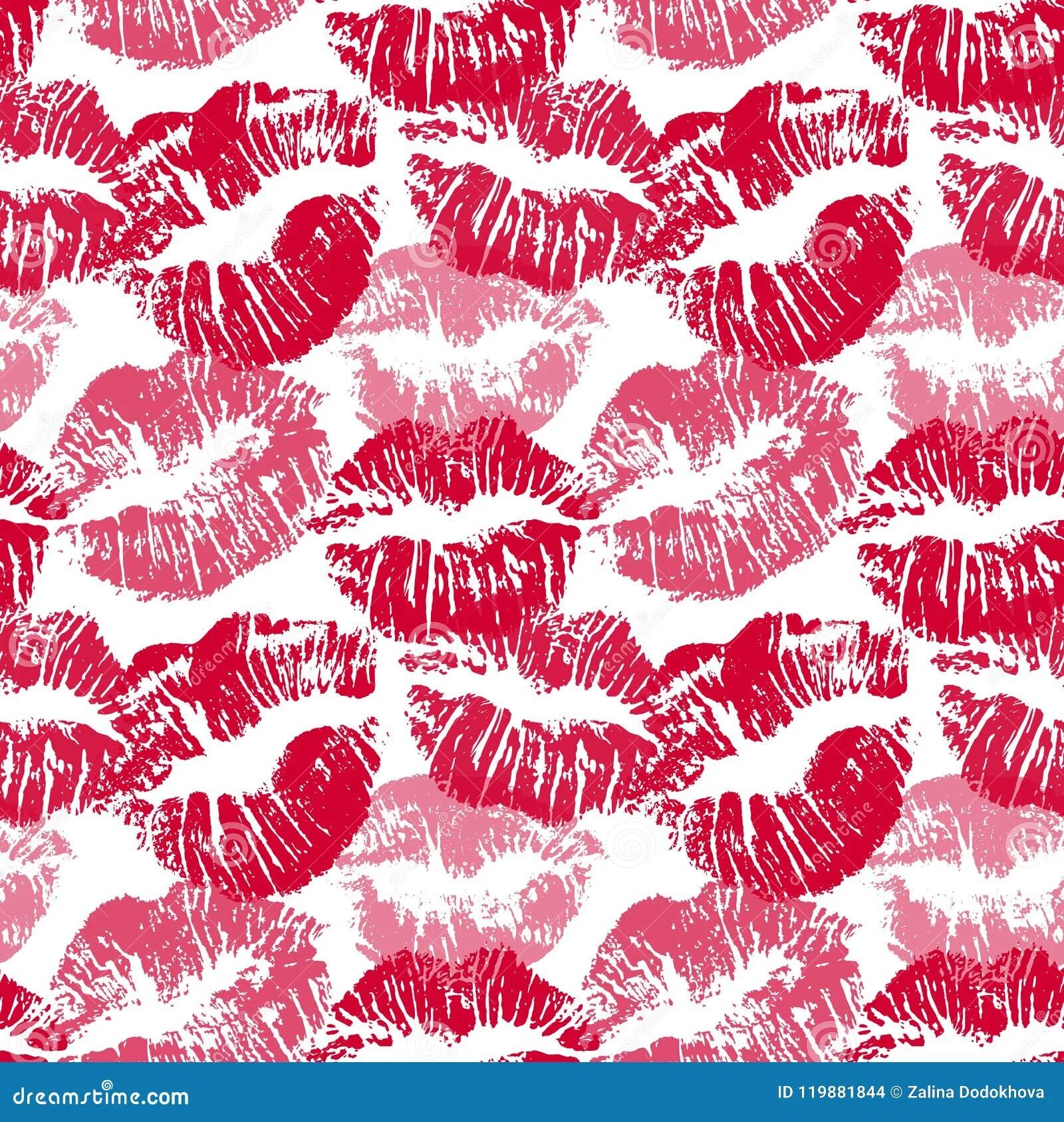 Поцелуи фото картинки на бумаге Seamless Pattern with Lipstick Kisses. Lips Imprints of Red and Pink Shades Isol