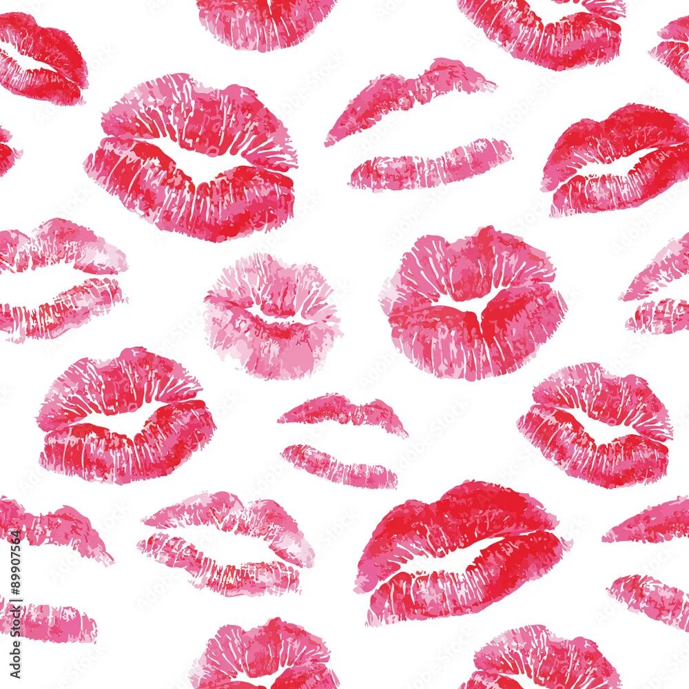 Поцелуи фото картинки на бумаге Seamless pattern - red lips kisses prints background Векторне зображення Stock A