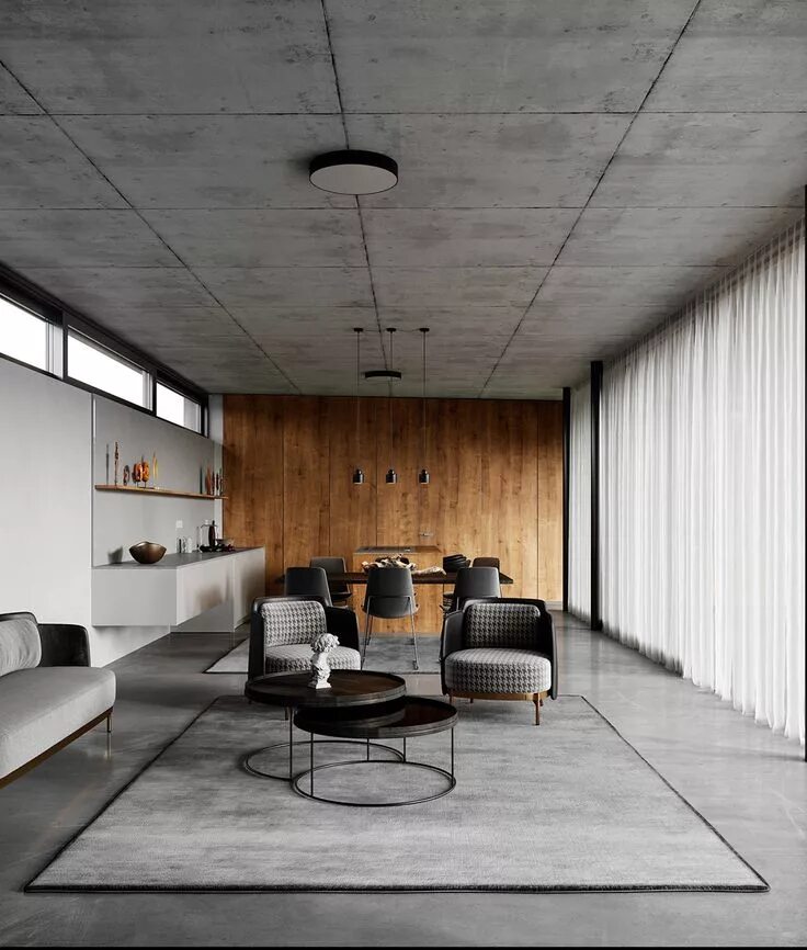 Потолки бетон фото 2 Sophisticated Industrial Style Homes Industrial office design, Concrete interi