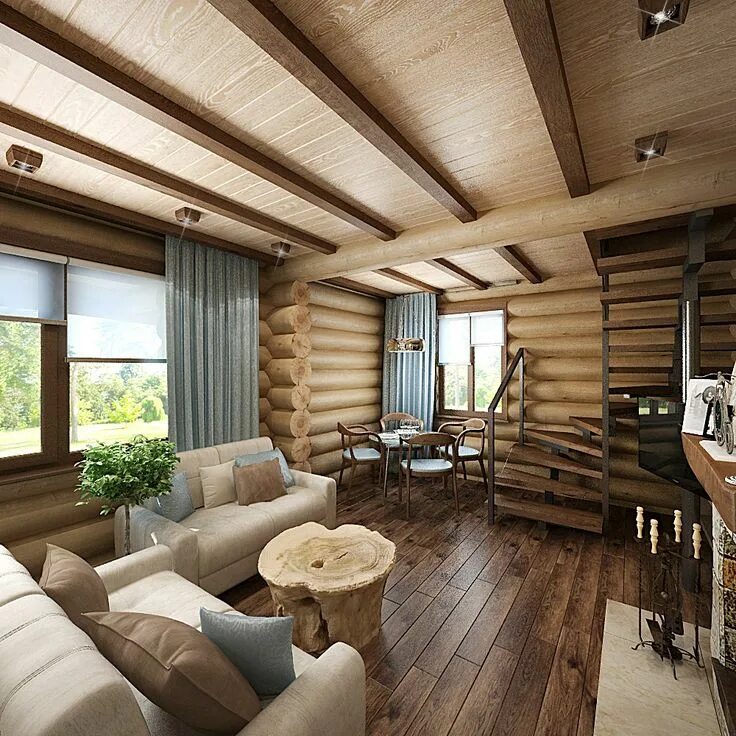 Потолки деревянного дома внутри фото Pin on Design Log home interiors, Hacienda style homes, Log homes