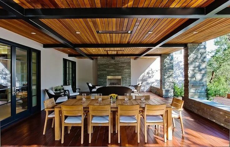 Потолки для дачи варианты и фото Calistoga Residence by Strening Architects HomeAdore Outdoor dining room, House 