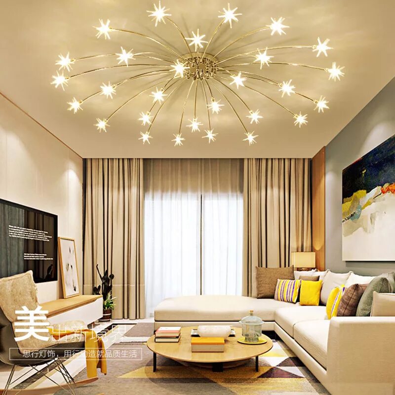 Потолки и люстры в гостиной фото Creative Chandelier Ceiling Bedroom Living Room Modern Lighting Fixture G4 Star 