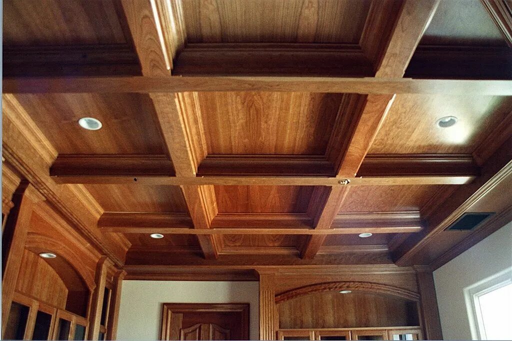 Потолки из дерева фото Cherry Coffered Ceiling Trim Ceiling trim, Coffered ceiling design, Coffered cei