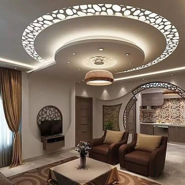 Потолки из гипсокартона фото дизайн интерьера 31 Nice Living Room Ceiling Lights Design Ideas Ceiling design modern, House cei