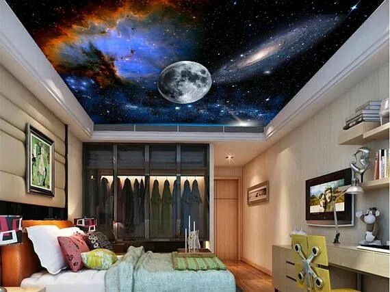 Потолки космос фото Starry Night Sky Ceiling Wallpaper