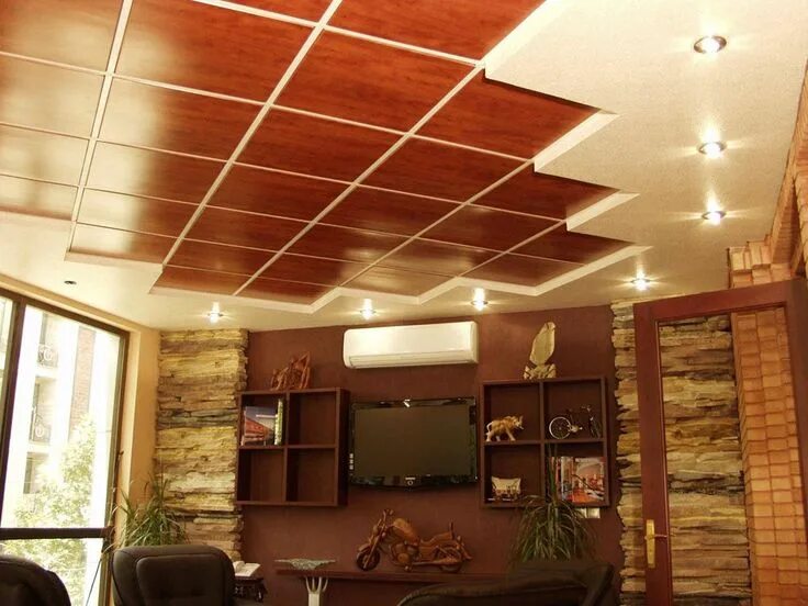 Потолки материалы и фото Drop Ceiling Ideas for Your Living Room in 2019 Dropped ceiling, Ceiling decor, 