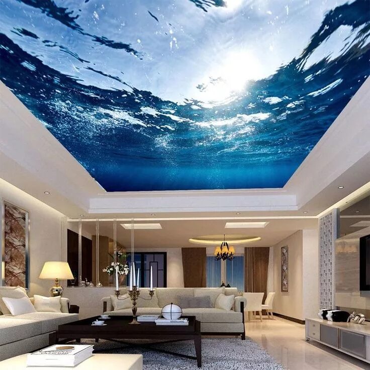 Потолки москва цены фото Custom Size Wallpaper Underwater World Ceiling Mural(㎡) #ceilingdesign #muralwal