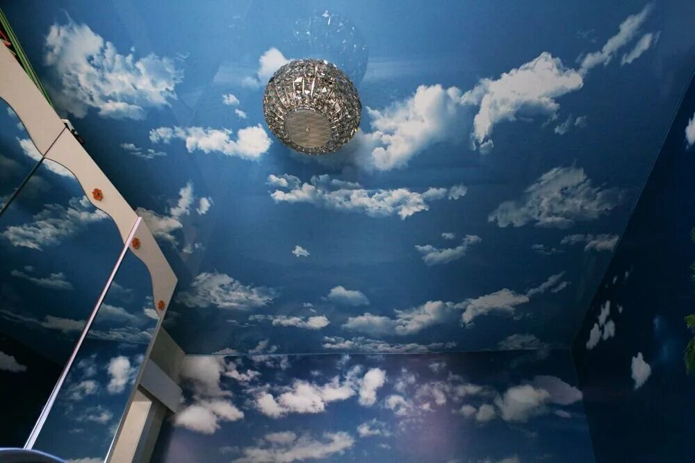 Custom ceiling wallpaper, blue sky and white clouds for the living room bedroom 