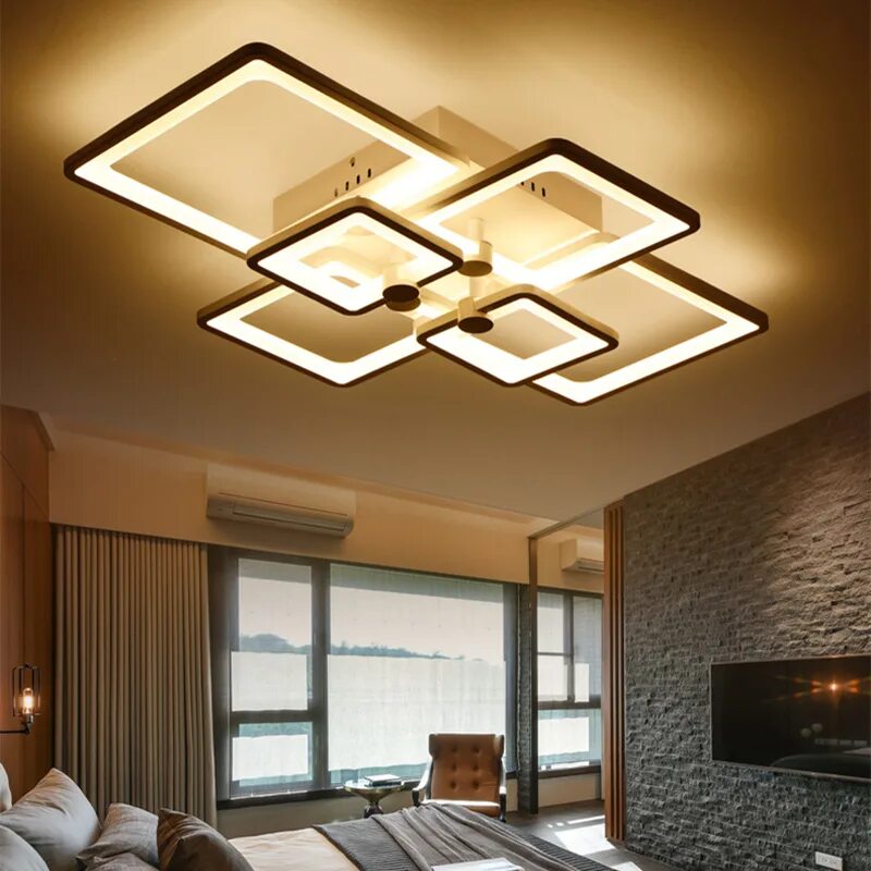 Потолки с квадратными светильниками фото New Arrival LED Ceiling Chandelier For Living Study Room Bedroom Rectangle Moder