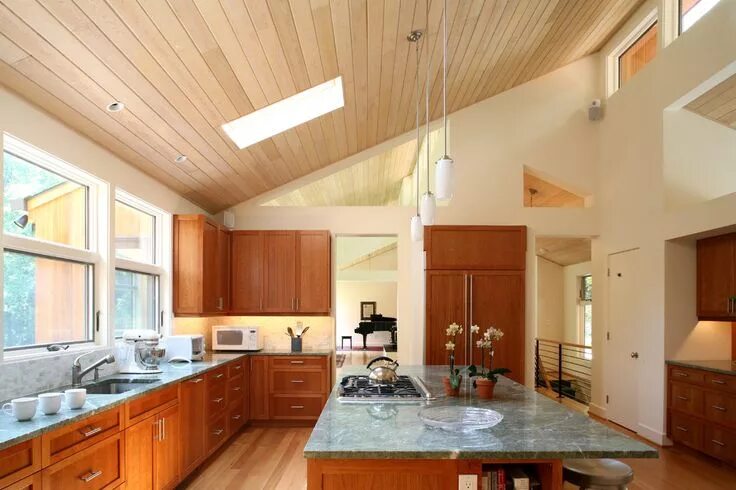 Потолки в частном доме варианты фото Stupendous Vaulted Ceiling Lights Ideas in Kitchen Modern design ideas with brea