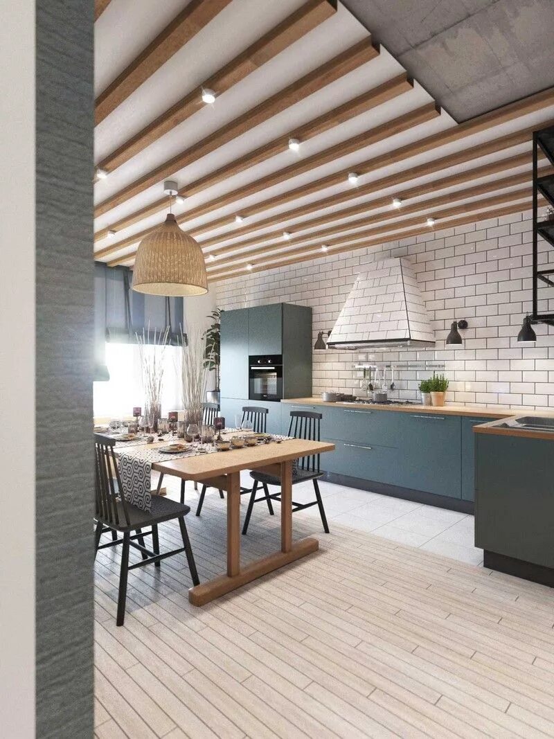 Потолки в кухне в стиле лофт Contemporary Eco-Design by Cult of Design: Apartment in Kyiv Modern kitchen desi