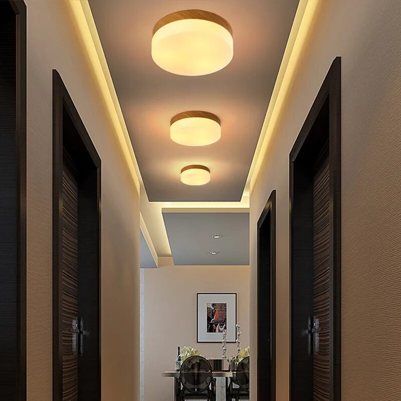 Потолки в прихожей фото led e27 Nordic Wooden Glass LED Lamp.LED Light.Ceiling Lights.LED Ceiling Light.