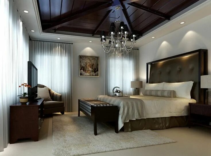 Потолки в спальне в современном стиле фото en güzel yatak odası avize örnekleri Chandelier bedroom, Minimalist bedroom, Bed