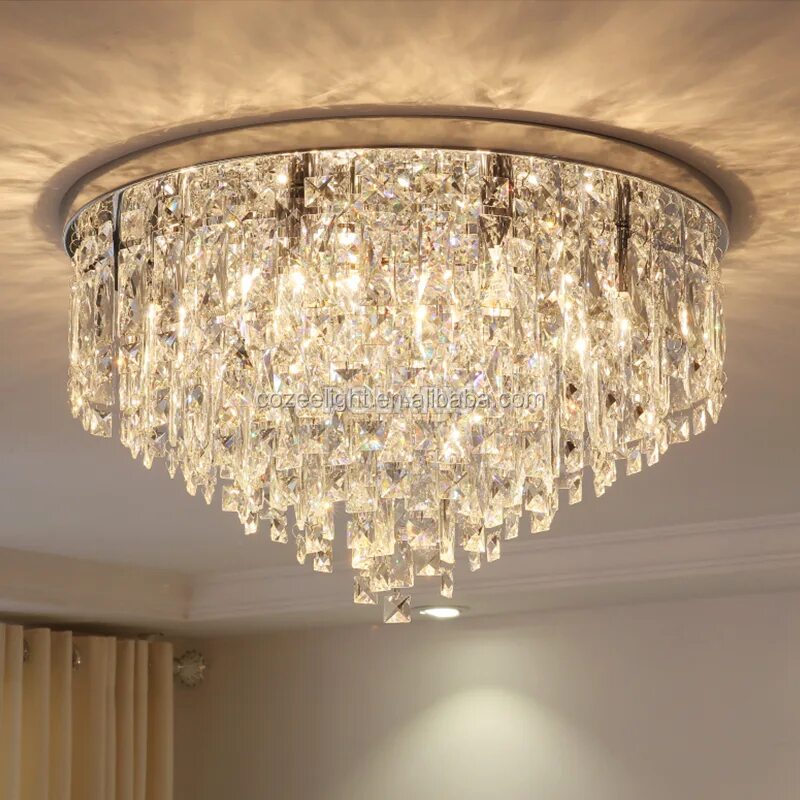 Потолочные люстры для низких потолков фото Modern Crystal Chandelier Lighting Flush Mount Chandeliers Light Ceiling Lamp Fo