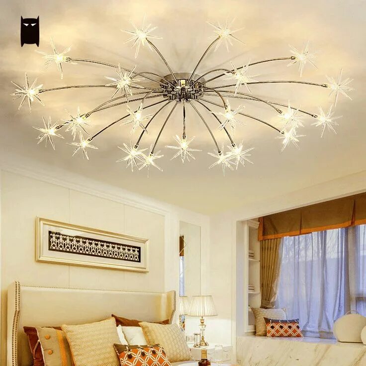 Потолочные люстры фото на потолке Iron Glass Flower Snowflake Ceiling Light Fixture Modern Rustic Hanging Lamp Lus