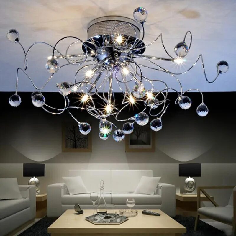 Потолочные люстры фото на потолке Хит продаж Хрустальная Потолочная люстра светильник 110 В переменного тока 220 д