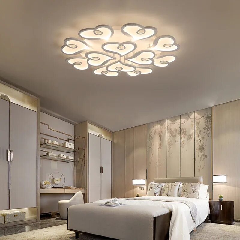 Потолочные люстры в современном интерьере спальни Modern LED chandelier lighting luxury acrylic chandelier for living dining bed r