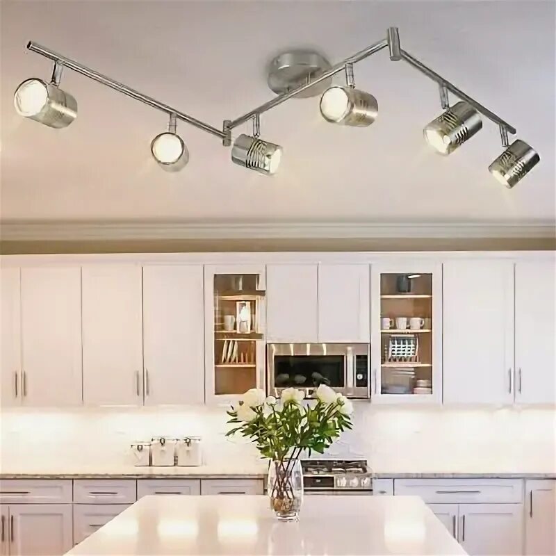 Потолочные споты в интерьере кухни Modern LED Track Lighting Kit 6-Light Flush Mount Ceiling/Wall Spot Lights eBay