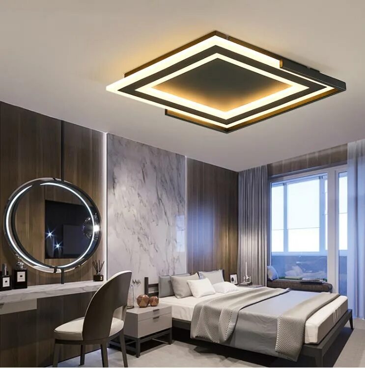 Потолочные светильники для современных интерьеров Square Modern Led Ceiling Chandelier Study Room Deco Minimalism Led Chandelier F