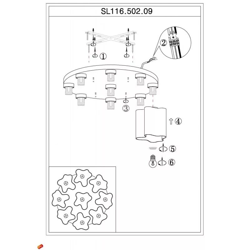 Потолочные светильники инструкция по сборке Потолочная люстра Onde SL116.502.09