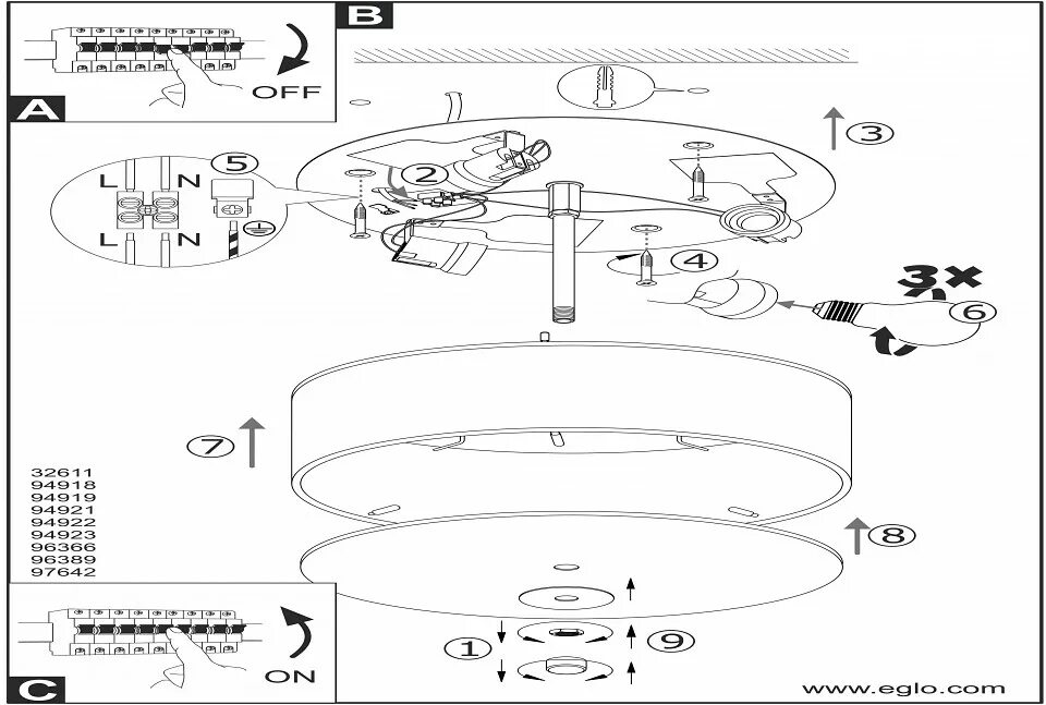 Потолочные светильники инструкция по сборке Накладной светильник Eglo ПРОМО Viserbella 97642 купить по низкой цене в интерне