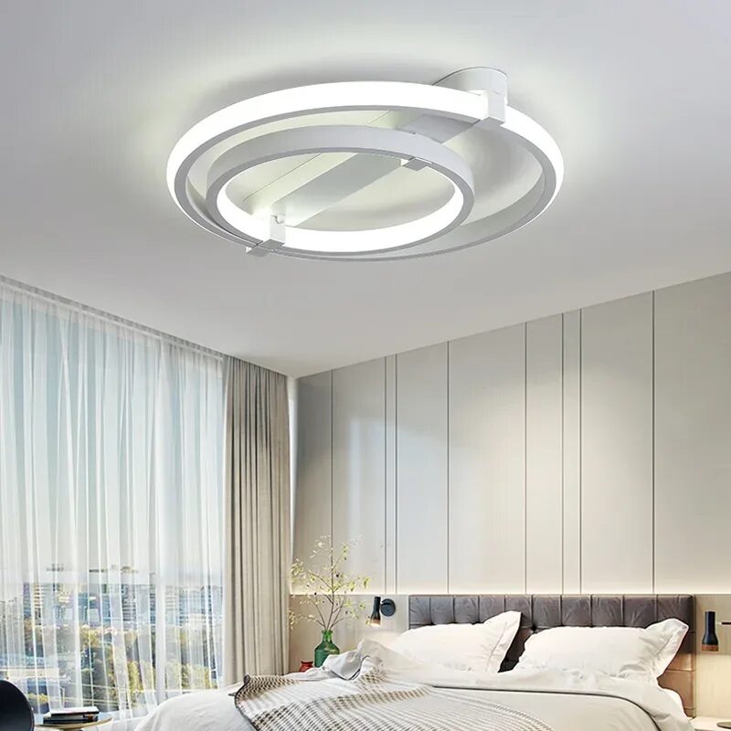 Потолочные светильники в интерьере спальни Ring Aluminum Acrylic Led Ceiling Lights Living Room Bedroom Study Room Restaura