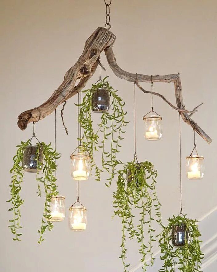 Потолочный декор своими руками Lovely green driftwood chandelier . . #upcycle #upcycling #driftwood #chandelier