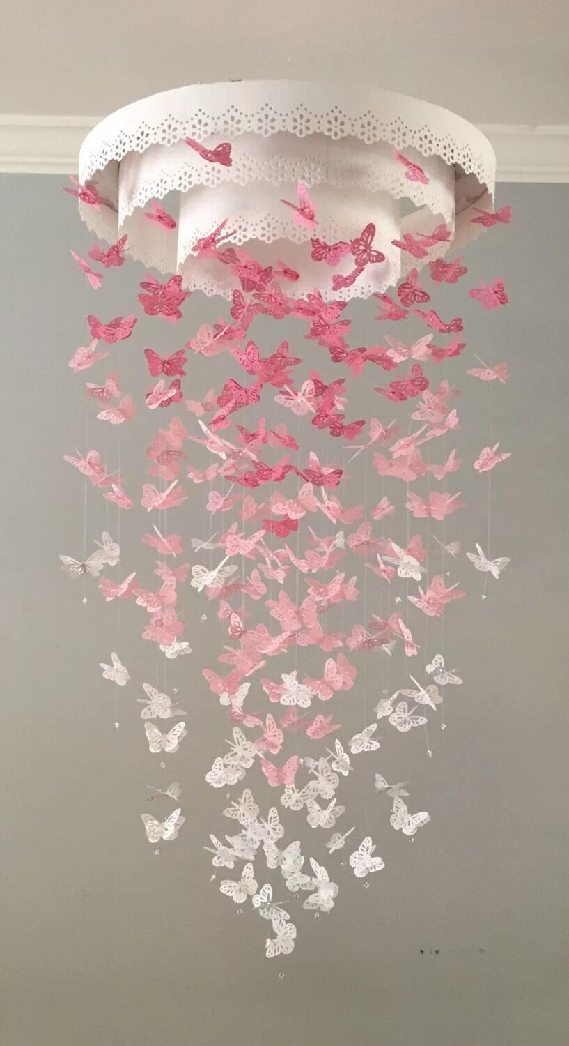 Потолочный декор своими руками The Original Paper Lace Chandelier Monarch Butterfly Mobile - pink, nursery mobi